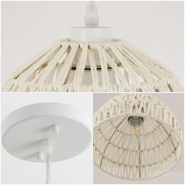 Campana 20" Bohemian Modern Woven Rattan/Iron LED Pendant